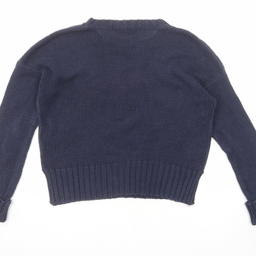 VERO MODA Womens Blue Round Neck Cotton Pullover Jumper Size S - Racoon