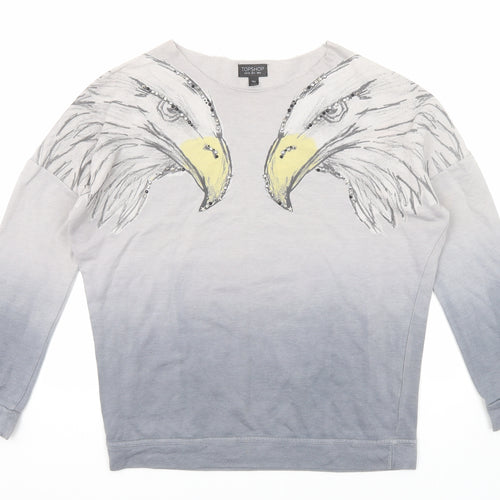 Topshop Womens Grey Cotton Pullover Sweatshirt Size 6 Pullover - Eagle