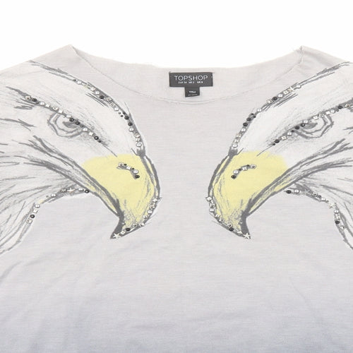Topshop Womens Grey Cotton Pullover Sweatshirt Size 6 Pullover - Eagle