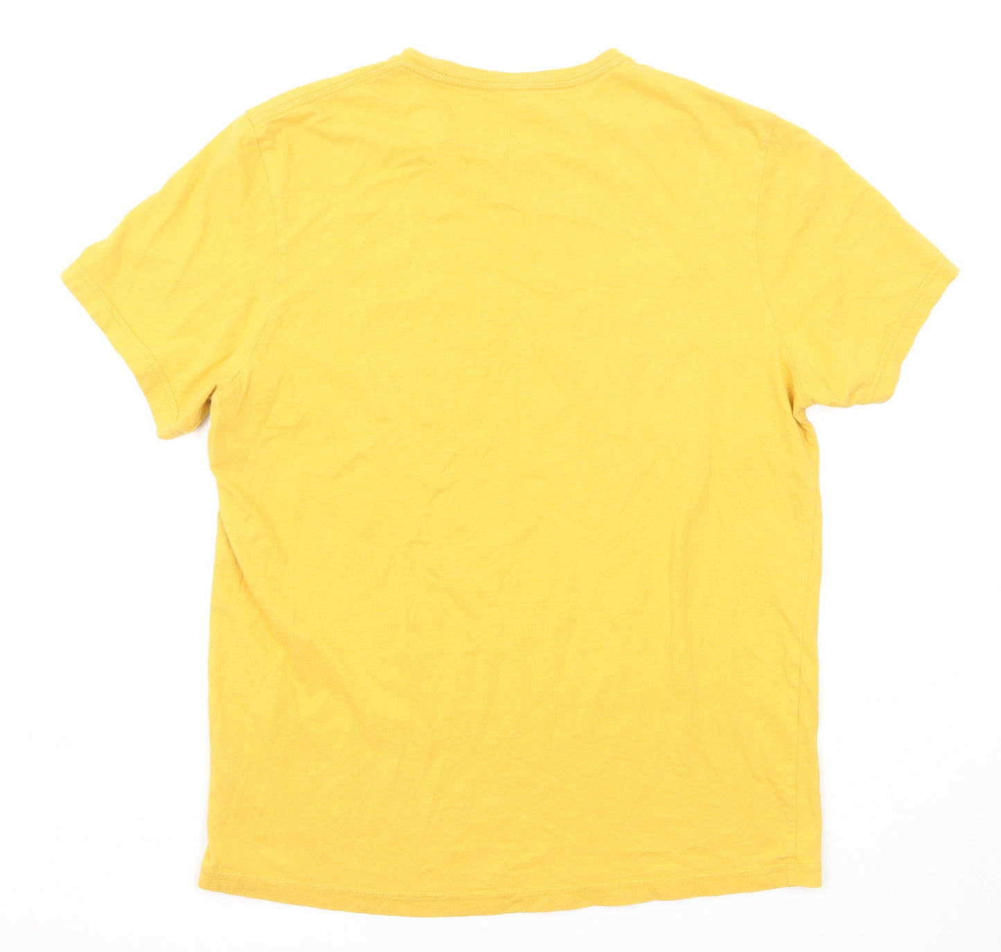 Jack Wills Mens Yellow Polyester T-Shirt Size L Round Neck