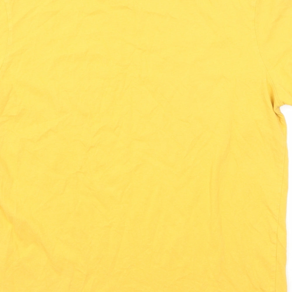 Jack Wills Mens Yellow Polyester T-Shirt Size L Round Neck