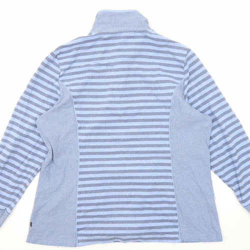 Per Una Womens Blue Striped Cotton Pullover Sweatshirt Size XL Button