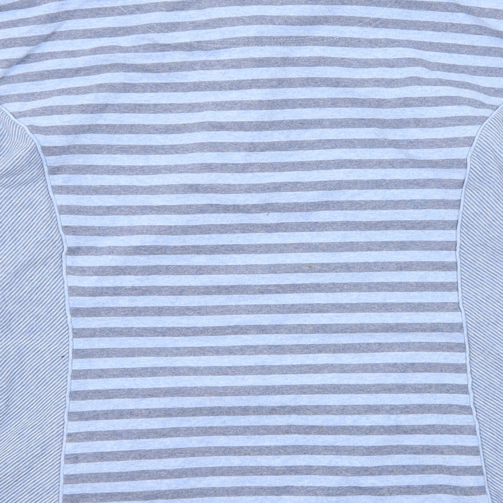 Per Una Womens Blue Striped Cotton Pullover Sweatshirt Size XL Button