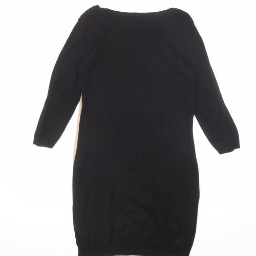 BHS Womens Multicoloured Colourblock Viscose Jumper Dress Size 10 Round Neck Pullover