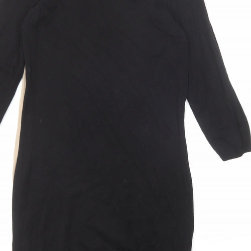 BHS Womens Multicoloured Colourblock Viscose Jumper Dress Size 10 Round Neck Pullover