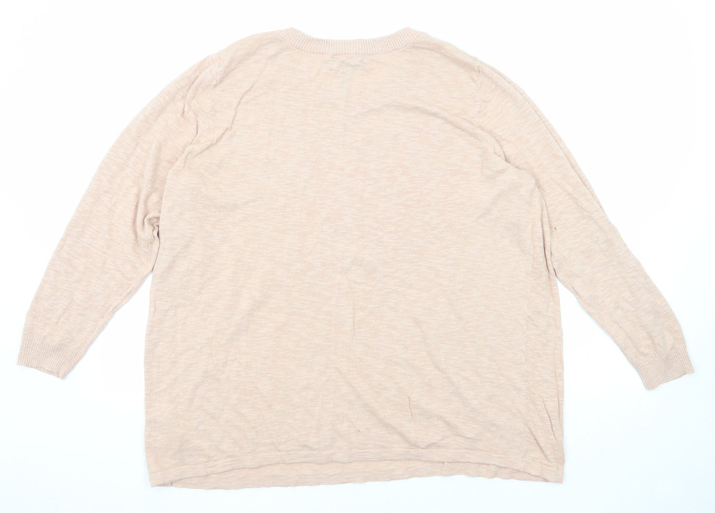 D&Co. Womens Pink Round Neck Cotton Pullover Jumper Size 2XL - Palm Tree