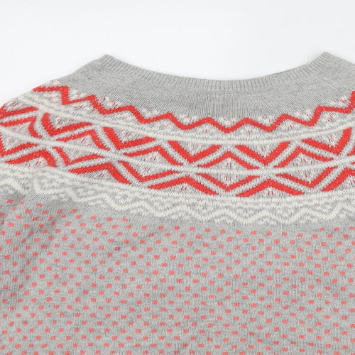 Gap Womens Grey Round Neck Geometric Cotton Pullover Jumper Size S