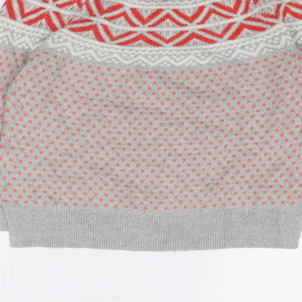 Gap Womens Grey Round Neck Geometric Cotton Pullover Jumper Size S