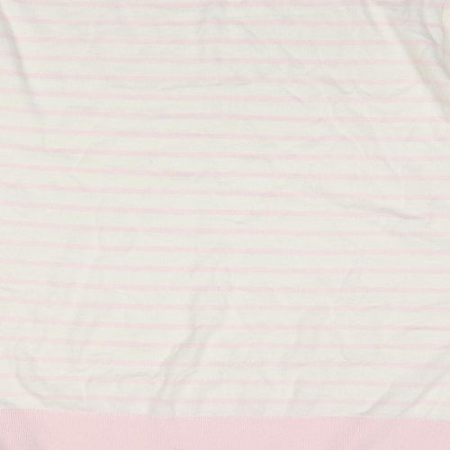 Truly Womens Beige Round Neck Striped Cotton Pullover Jumper Size M
