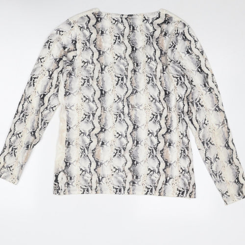 Sportalm Womens Beige Scoop Neck Animal Print Viscose Pullover Jumper Size 12 - Snakeskin Pattern