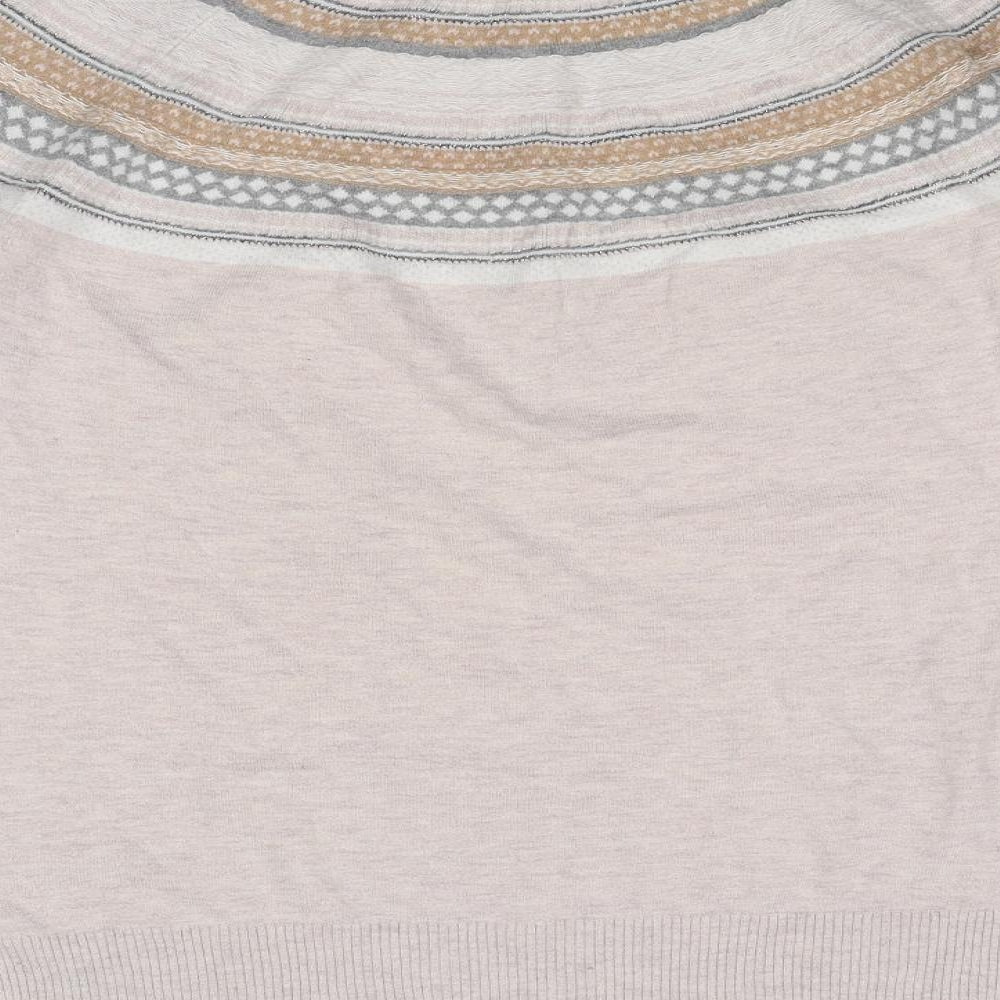 NEXT Womens Beige Round Neck Geometric Cotton Pullover Jumper Size 14