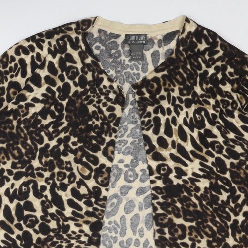 Additions Womens Brown Round Neck Animal Print Cotton Cardigan Jumper Size 10 - Leopard Pattern
