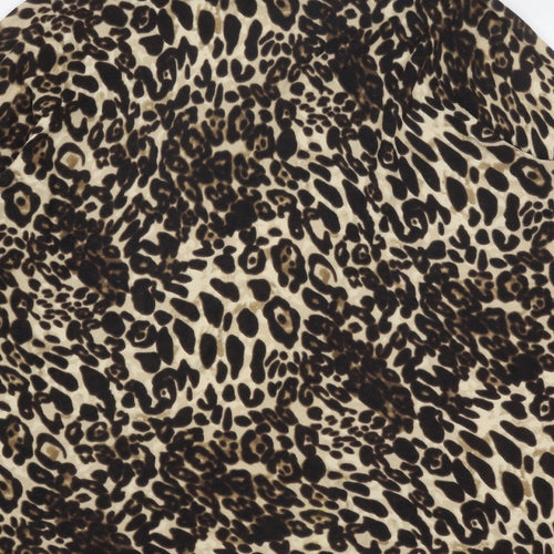Additions Womens Brown Round Neck Animal Print Cotton Cardigan Jumper Size 10 - Leopard Pattern