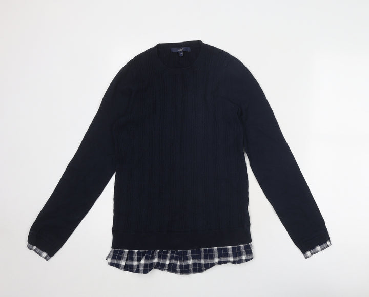 NEXT Womens Blue Round Neck Nylon Pullover Jumper Size 10