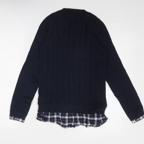 NEXT Womens Blue Round Neck Nylon Pullover Jumper Size 10