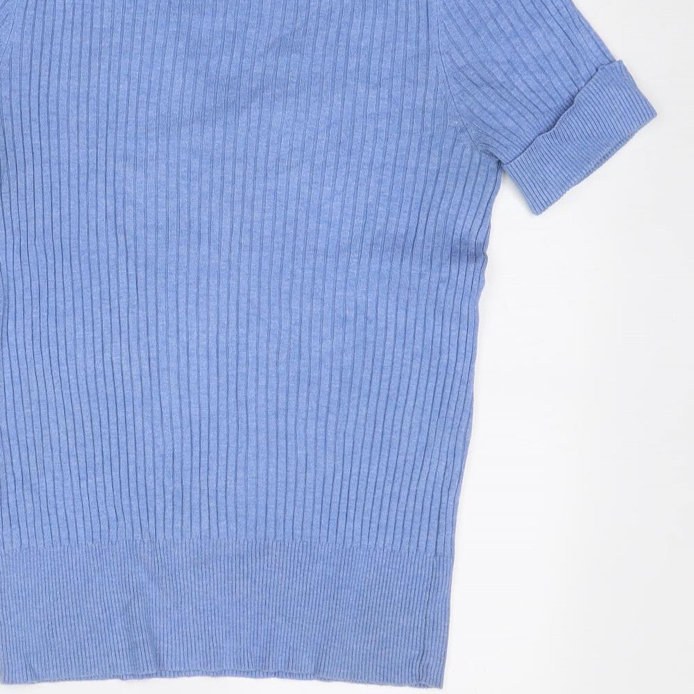 Marks and Spencer Womens Blue V-Neck Viscose Pullover Jumper Size 16