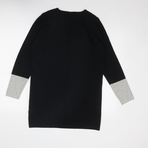Marks and Spencer Womens Black V-Neck Cotton Pullover Jumper Size 16