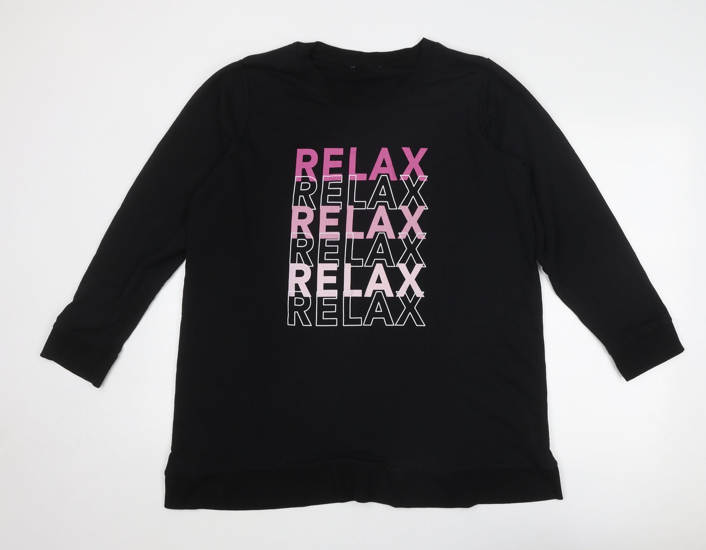 Yours Womens Black Cotton Pullover Sweatshirt Size 18 Pullover - Relax Size 18-20