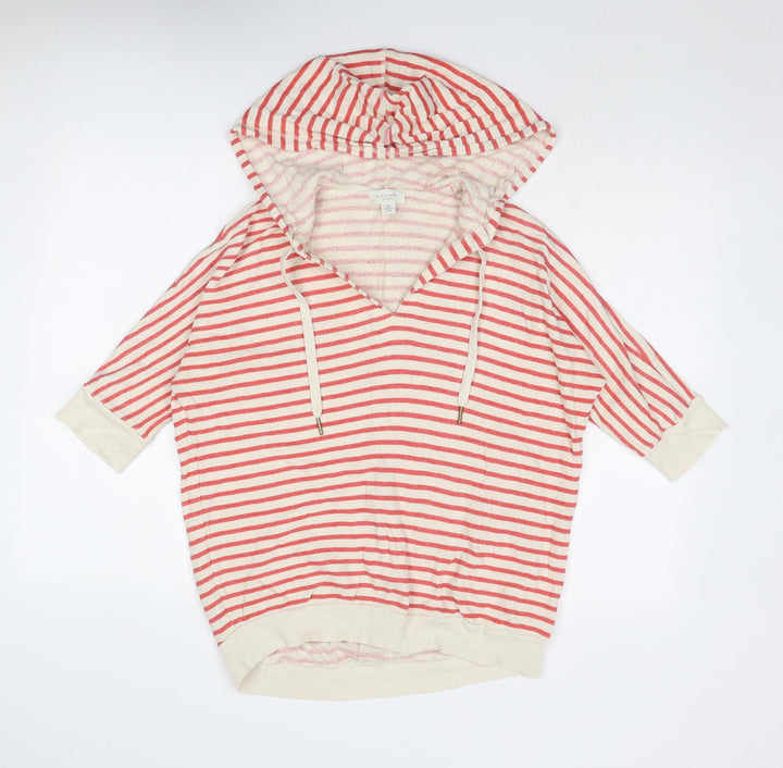 Witchery Womens Beige Striped Cotton Pullover Hoodie Size M Pullover