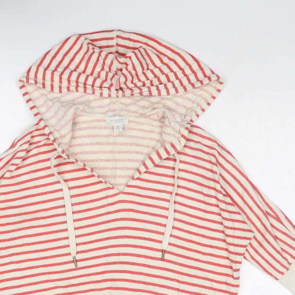 Witchery Womens Beige Striped Cotton Pullover Hoodie Size M Pullover