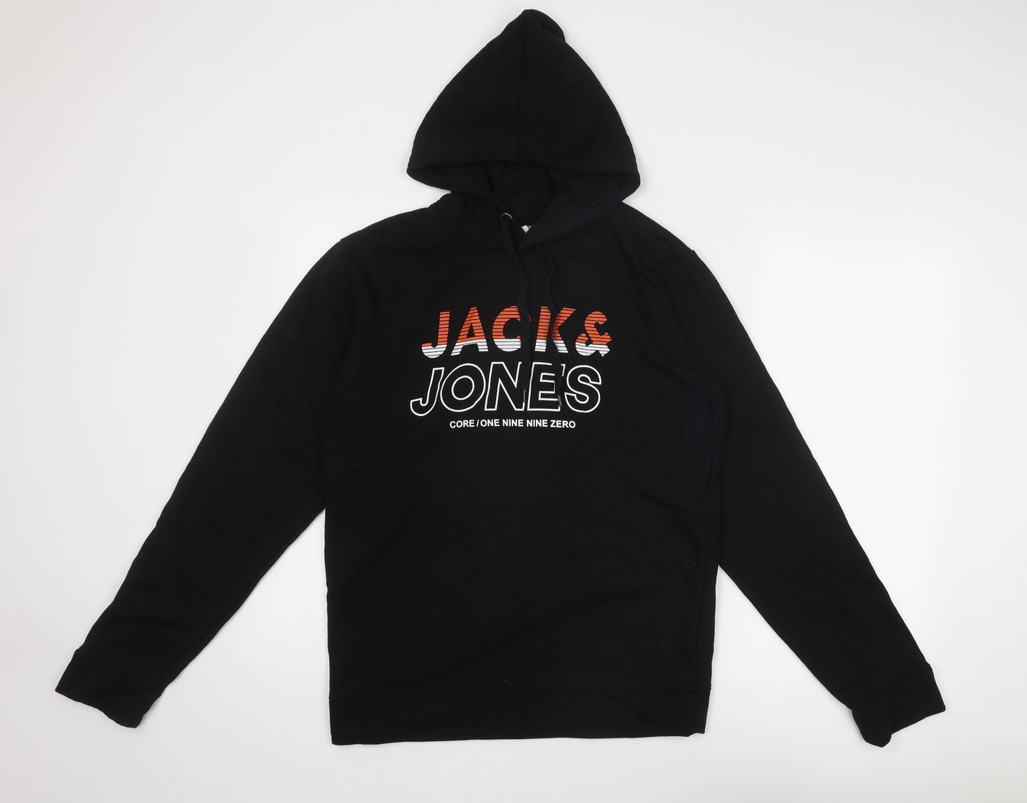 JACK & JONES Mens Black Cotton Pullover Hoodie Size M