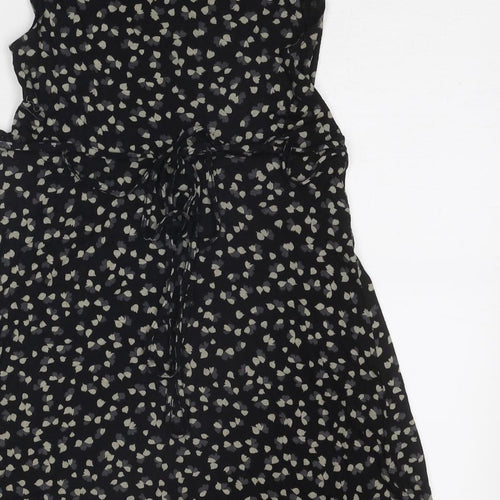 Topshop Womens Black Geometric Viscose Trapeze & Swing Size 8 Round Neck Pullover