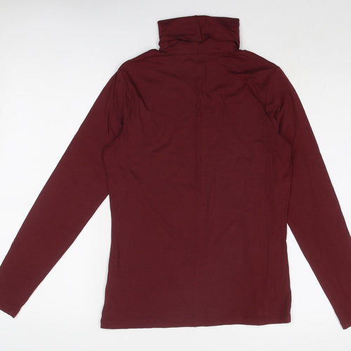 Lands' End Mens Red Cotton T-Shirt Size S Roll Neck