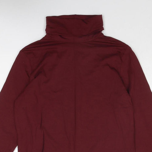 Lands' End Mens Red Cotton T-Shirt Size S Roll Neck