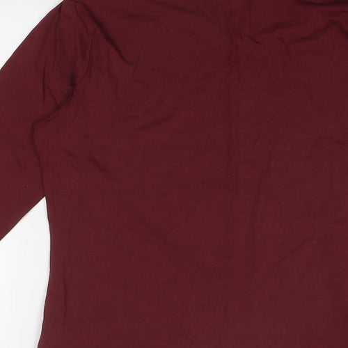 Lands' End Mens Red Cotton T-Shirt Size S Roll Neck