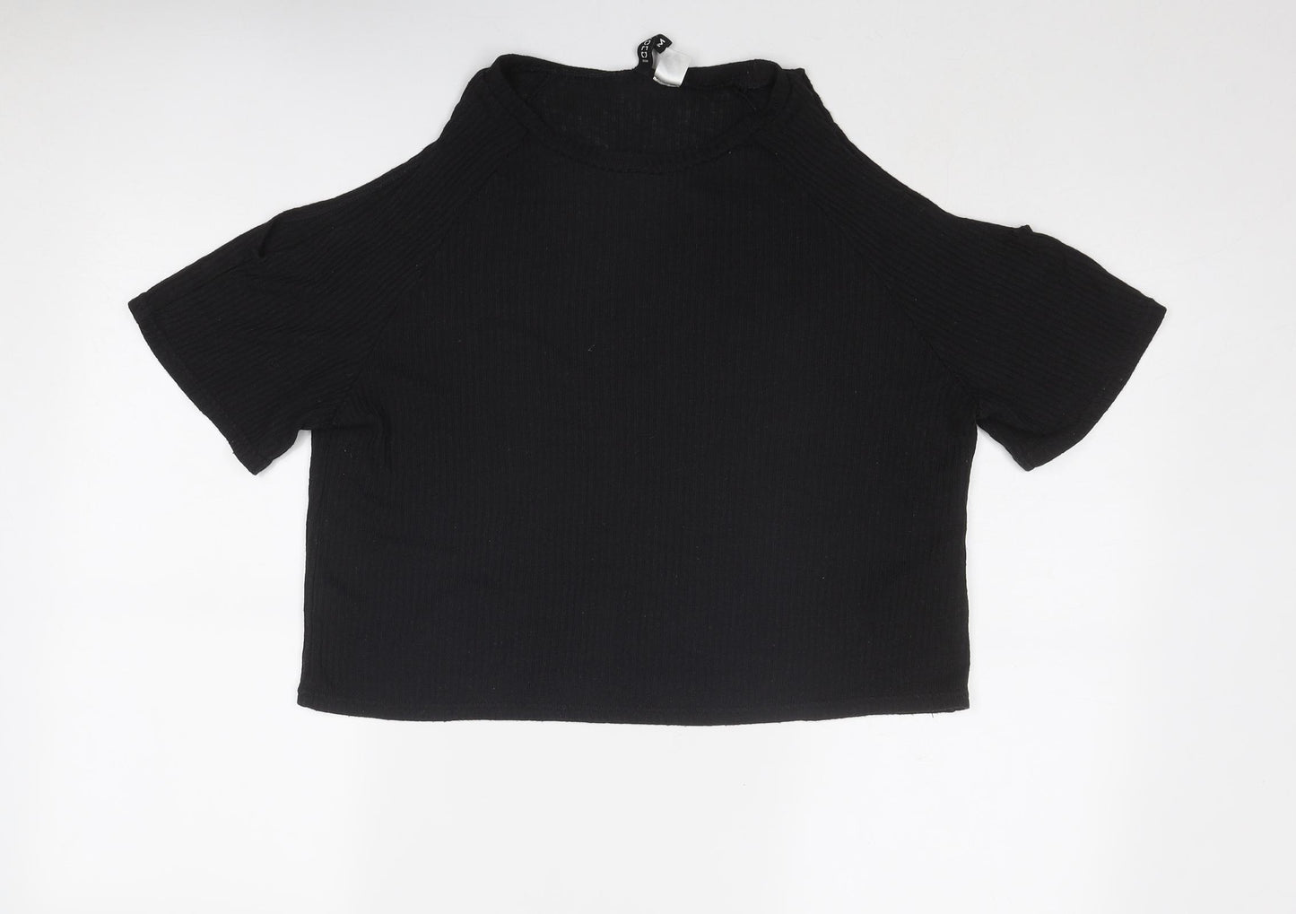 Divided by H&M Womens Black Polyester Basic Blouse Size M Round Neck - Cold Shoulder
