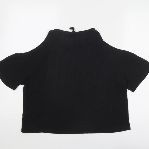 Divided by H&M Womens Black Polyester Basic Blouse Size M Round Neck - Cold Shoulder