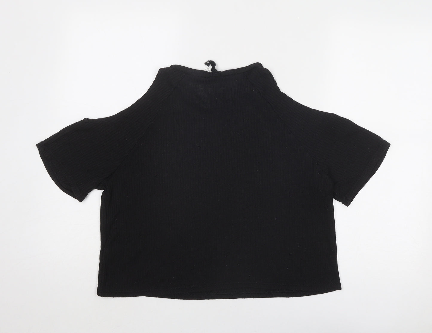Divided by H&M Womens Black Polyester Basic Blouse Size M Round Neck - Cold Shoulder