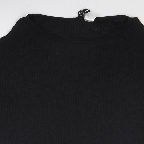 Divided by H&M Womens Black Polyester Basic Blouse Size M Round Neck - Cold Shoulder