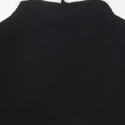 Divided by H&M Womens Black Polyester Basic Blouse Size M Round Neck - Cold Shoulder