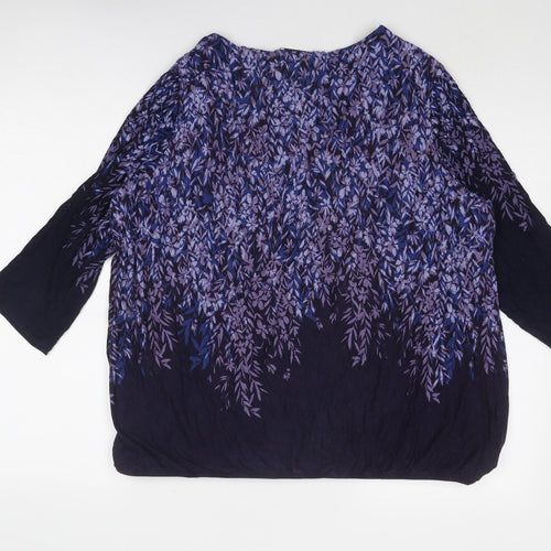 Per Una Womens Purple Geometric Viscose Basic Blouse Size 22 Round Neck
