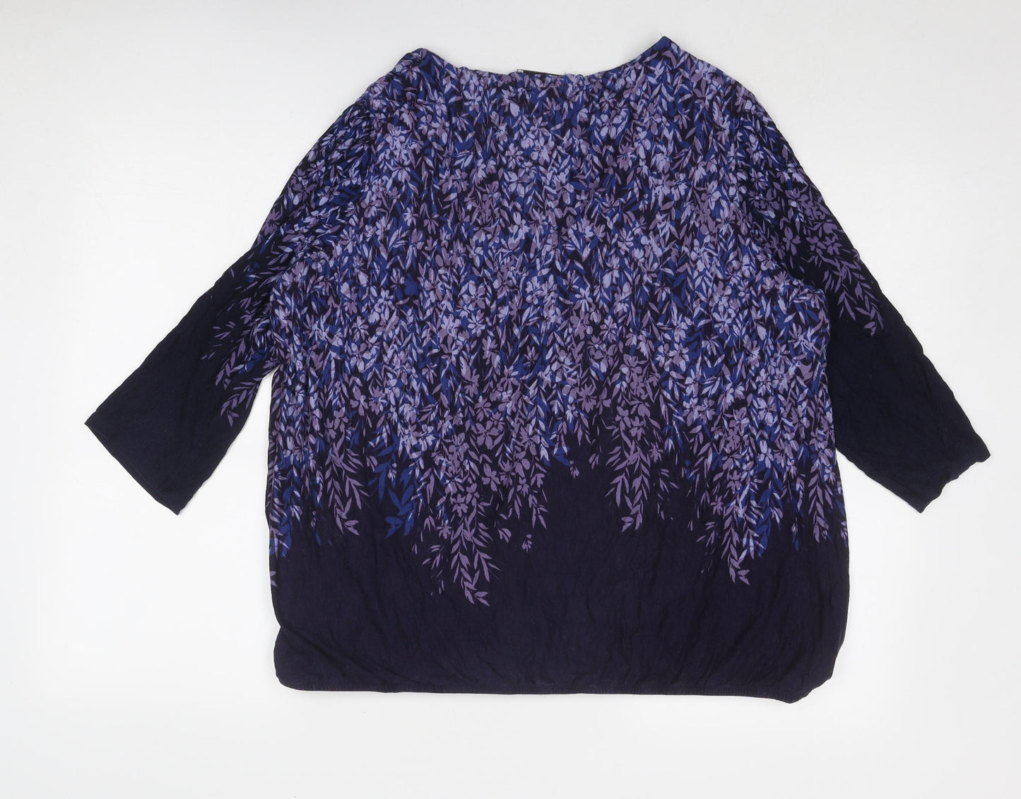 Per Una Womens Purple Geometric Viscose Basic Blouse Size 22 Round Neck