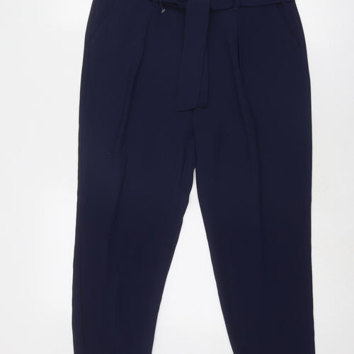 Marks and Spencer Womens Blue Polyester Trousers Size 10 Regular Zip