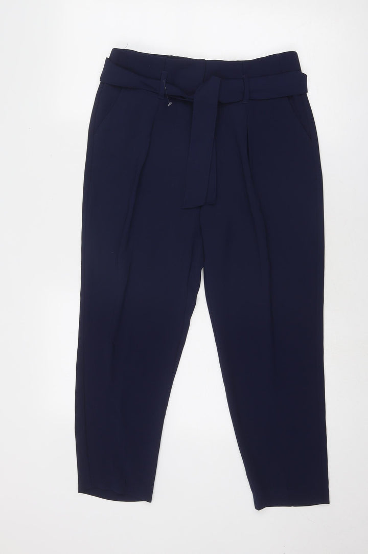 Marks and Spencer Womens Blue Polyester Trousers Size 10 Regular Zip
