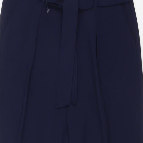 Marks and Spencer Womens Blue Polyester Trousers Size 10 Regular Zip