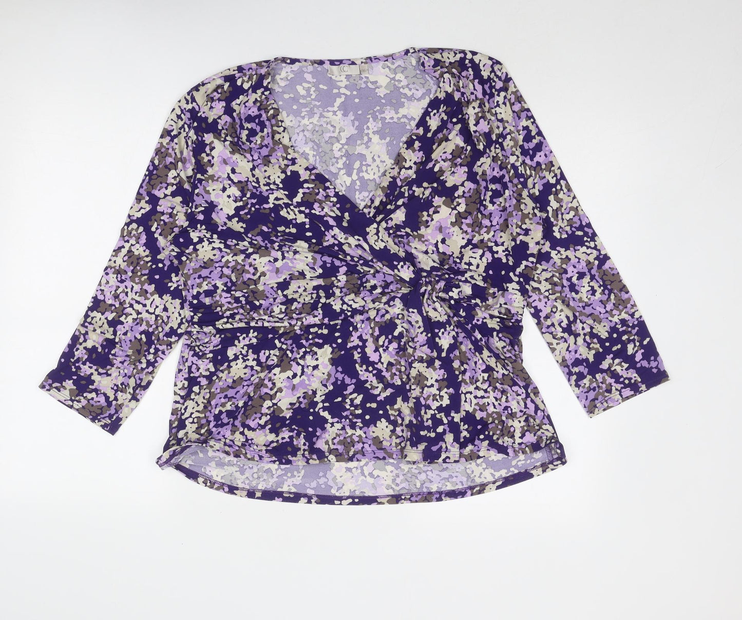 CC Womens Purple Geometric Polyester Basic Blouse Size XL V-Neck