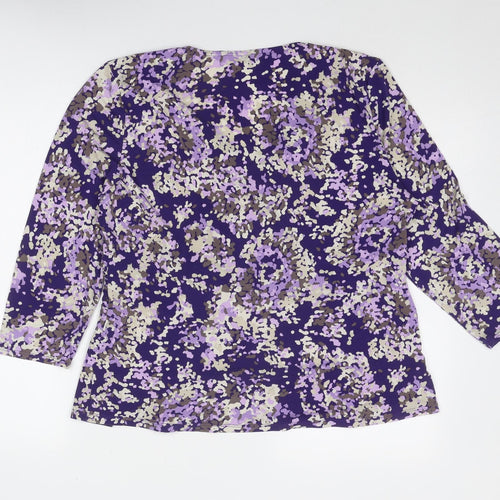 CC Womens Purple Geometric Polyester Basic Blouse Size XL V-Neck