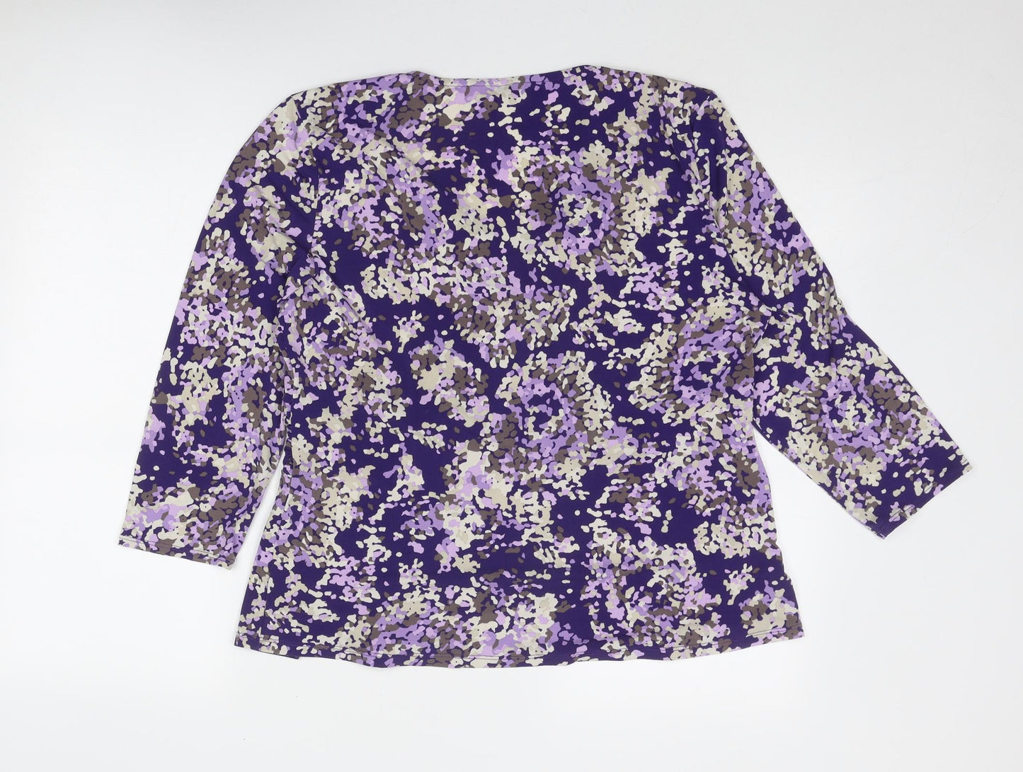 CC Womens Purple Geometric Polyester Basic Blouse Size XL V-Neck