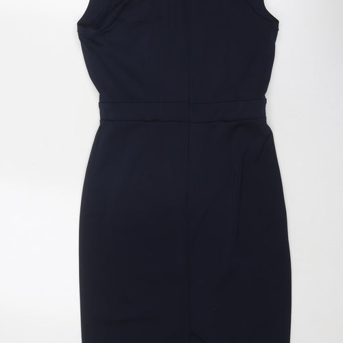 Little Mistress Womens Blue Polyester A-Line Size 10 V-Neck Zip