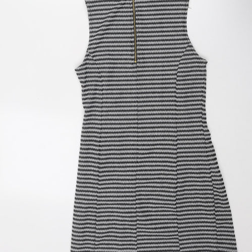 Miss Selfridge Womens Black Striped Polyester A-Line Size 10 Round Neck Zip