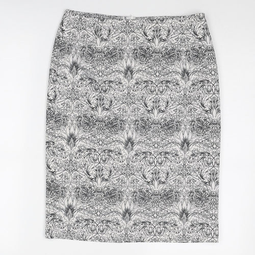 Mango Womens White Geometric Polyester A-Line Skirt Size 30 in Zip