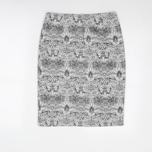 Mango Womens White Geometric Polyester A-Line Skirt Size 30 in Zip