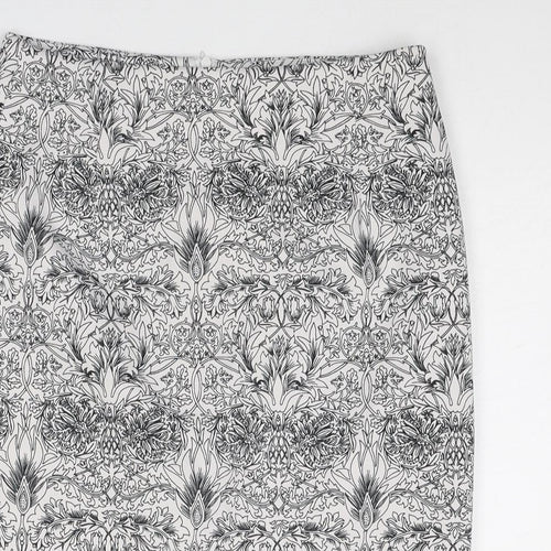 Mango Womens White Geometric Polyester A-Line Skirt Size 30 in Zip