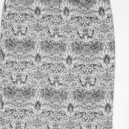 Mango Womens White Geometric Polyester A-Line Skirt Size 30 in Zip