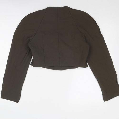 Zara Womens Brown Polyester Cropped Blouse Size S Square Neck