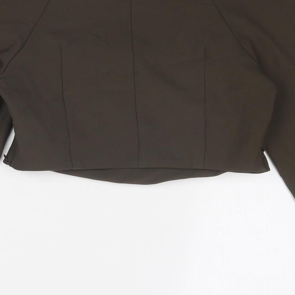 Zara Womens Brown Polyester Cropped Blouse Size S Square Neck